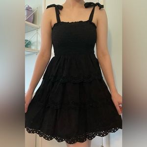 American Eagle Tiered Mini Dress With Tie Straps (Self Dyed) | Size M